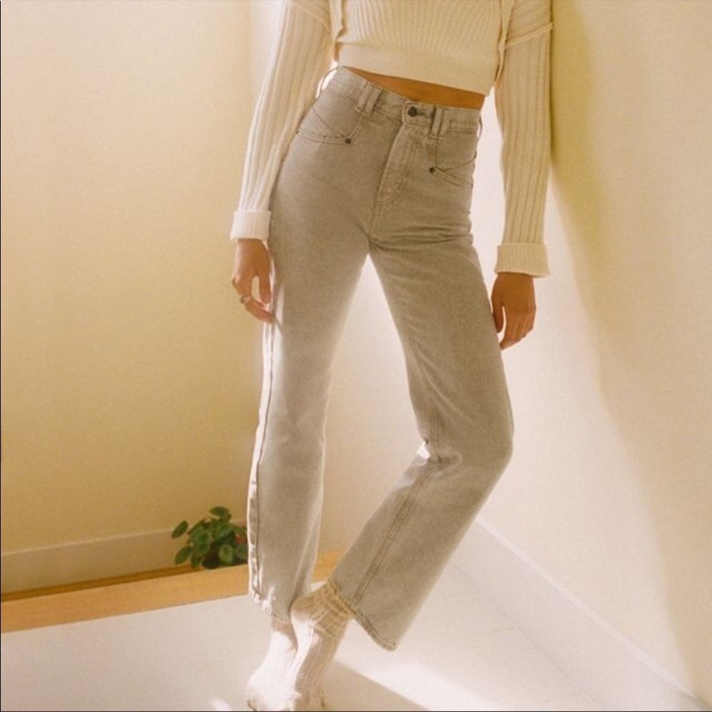 Urban Outfitters Cowboy jeans western beige pink high rise straight leg 90s Y2k